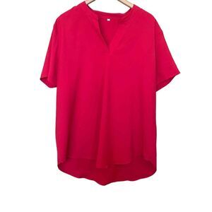 Allimy Women Summer Casual V Neckline Chiffon‎ Blouse Loose Tunic Size XXL NWOT